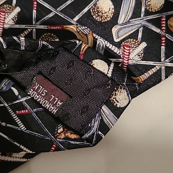 Cromley & Finch London All Silk Black Golf Clubs Necktie Novelty Professional - Picture 3 of 5